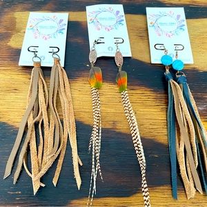 rawhide or feather earrings
